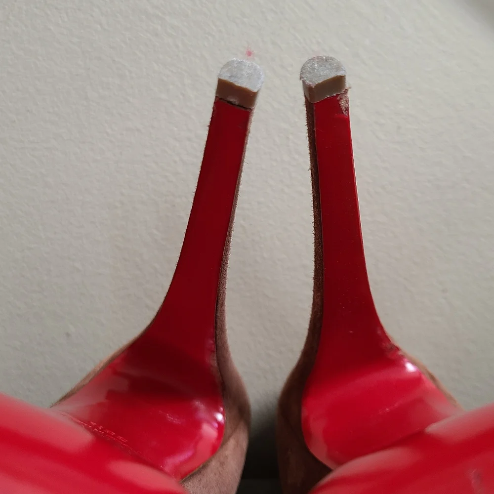 Christian Louboutin Brown Suede Platform Heels 38 1/2 - Picture 9 of 15